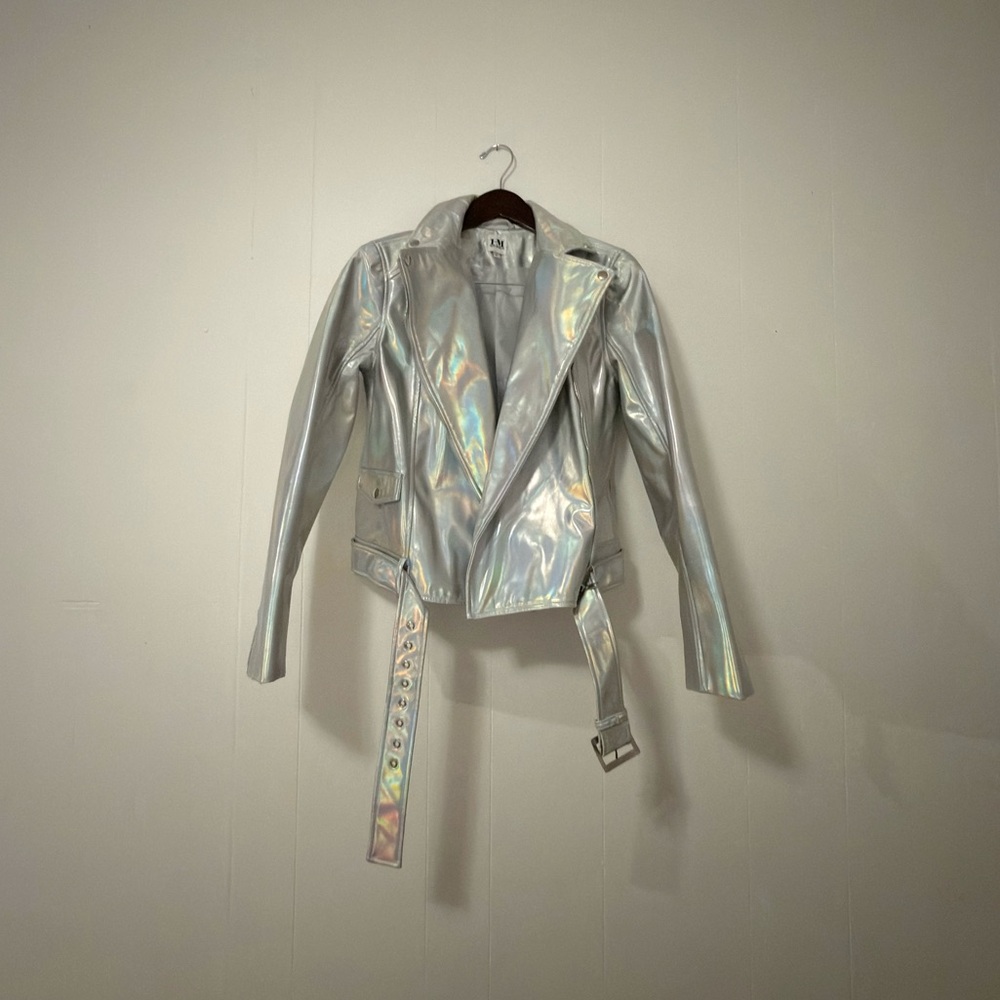 Silver Pleather Biker Jacket